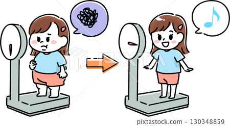 A girl who is happy to have succeeded in dieting 130348859