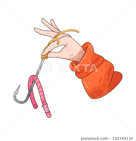 illustration of worm on a hook 130349116