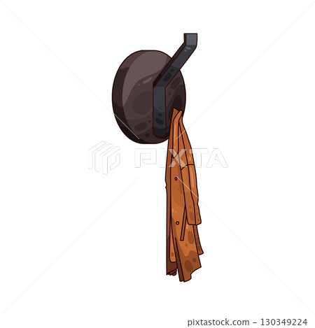 illustration of coat hanging on hook 130349224