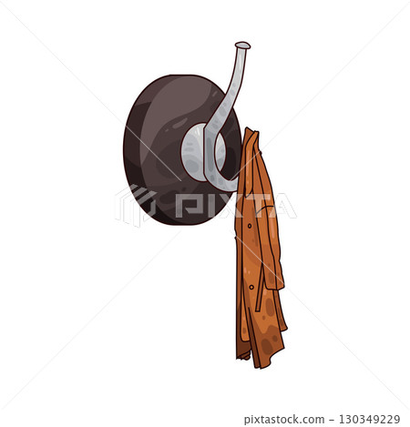 illustration of coat hanging on hook 130349229