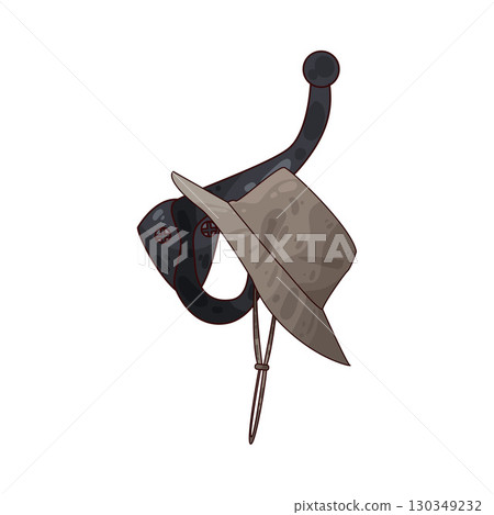 illustration of hat hanging on a hook illustration of hat hanging on a hook 130349232