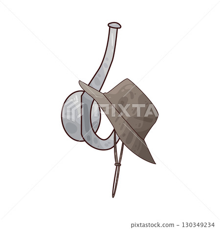illustration of hat hanging on a hook 130349234