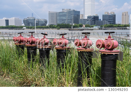 Fire hydrant on the riverside in the city Fire hydrant on the riverside in the city 130349293