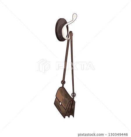 illustration of hat hanging on a hook 130349446