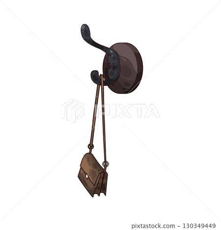illustration of hat hanging on a hook 130349449