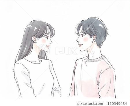 Watercolor/hand-drawn illustration of a woman/girl running Watercolor/hand-drawn illustration of a woman/girl running 130349484