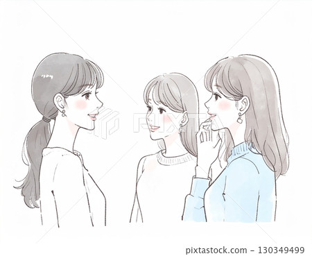 Watercolor/hand-drawn illustration of a woman/girl running Watercolor/hand-drawn illustration of a woman/girl running 130349499