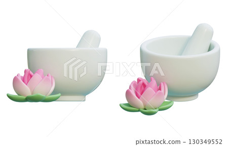 bowl with lotus flowers SPA Icon 3D Graphic 130349552