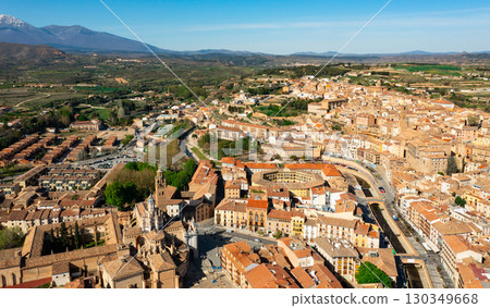 Aerial view of Tarazona cityscape with snow-capped Moncayo in background Aerial view of Tarazona cityscape with snow-capped Moncayo in background 130349668
