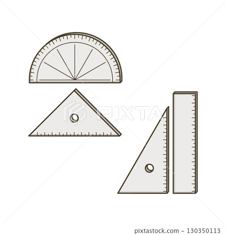 Protractor and set square, ruler 130350113