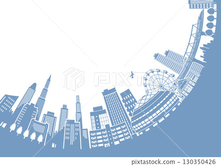 Cityscape silhouette illustration. Big city image illustration. 130350426