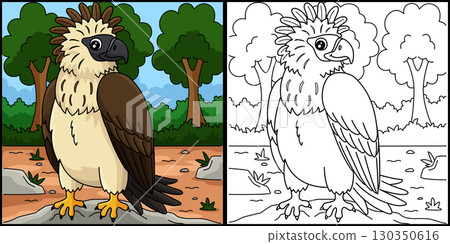 Bird Philippine Eagle Coloring Page Illustration  130350616