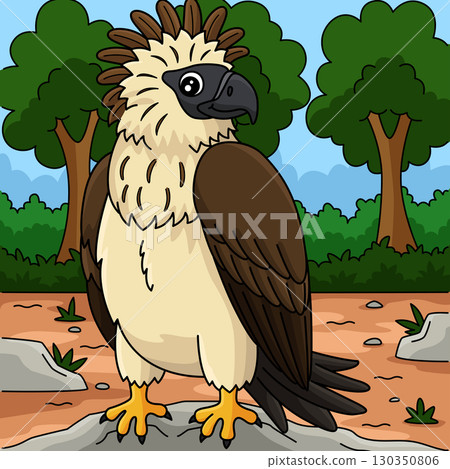 Bird Philippine Eagle Colored Cartoon Illustration 130350806
