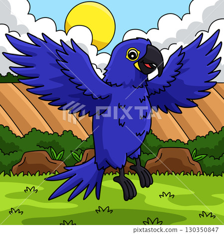 Bird Hyacinth Macaw Colored Cartoon Illustration  130350847