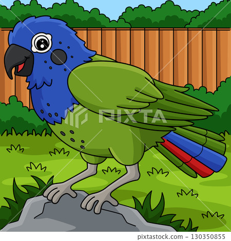 Bird Pionus Parrot Colored Cartoon Illustration Bird Pionus Parrot Colored Cartoon Illustration 130350855