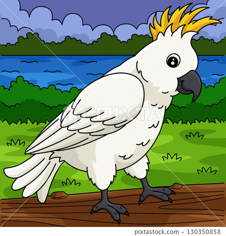 Bird Cockatoo Animal Colored Cartoon Illustration Bird Cockatoo Animal Colored Cartoon Illustration 130350858