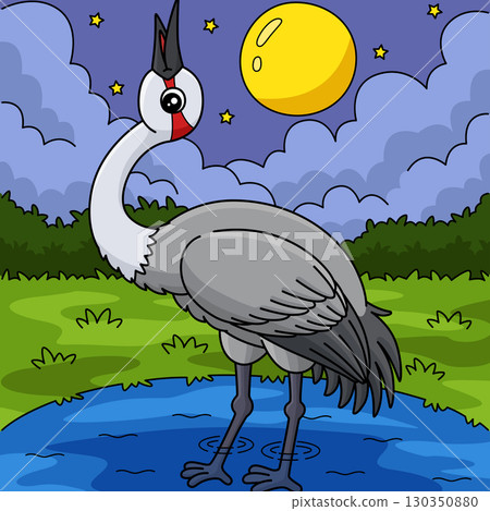Bird Crane Animal Colored Cartoon Illustration  130350880