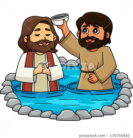 Baptism of Jesus Cartoon Colored Clipart  130350882