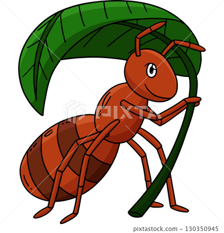 Ant Animal with a Leaf Umbrella Cartoon Clipart Ant Animal with a Leaf Umbrella Cartoon Clipart 130350945