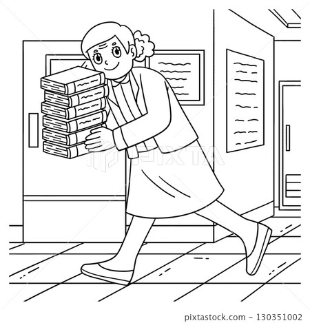 Female Teacher Carrying Books Coloring Page Female Teacher Carrying Books Coloring Page 130351002