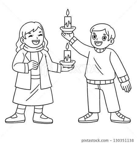 Las Posadas Children Holding Candles Isolated  130351138