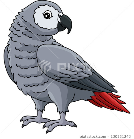 Bird African Grey Parrot Cartoon Colored Clipart Bird African Grey Parrot Cartoon Colored Clipart 130351243