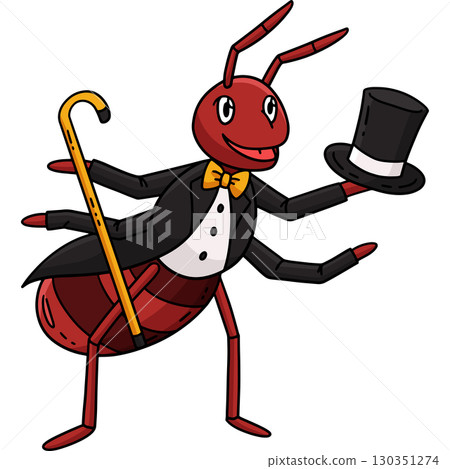 Ant Wearing Suit and Staff Cartoon Colored Clipart Ant Wearing Suit and Staff Cartoon Colored Clipart 130351274