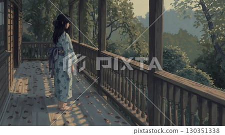 A girl in a yukata standing 130351338