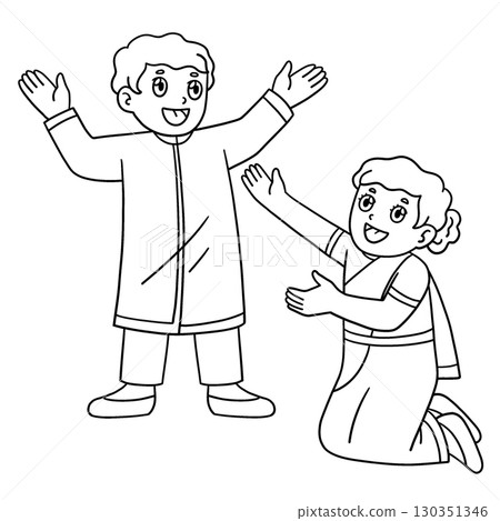 Raksha Bandhan Siblings Telling Stories Isolated  130351346