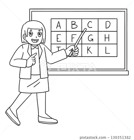 Female Teacher Teaching the Alphabet Isolated  130351382