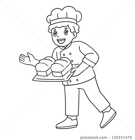 Male Baker Putting Pastry into the Oven Isolated  Male Baker Putting Pastry into the Oven Isolated  130351479