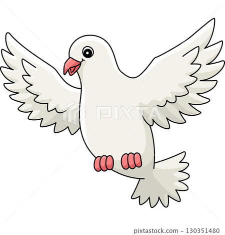 Flying Dove Animal Cartoon Colored Clipart  130351480