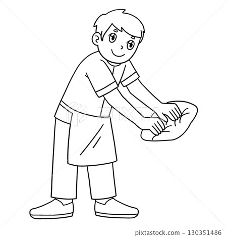 Male Baker Kneading Dough Isolated Coloring Page Male Baker Kneading Dough Isolated Coloring Page 130351486
