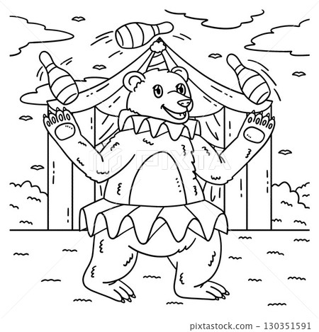 Circus Animal Bear Juggling Pins Coloring Page Circus Animal Bear Juggling Pins Coloring Page 130351591