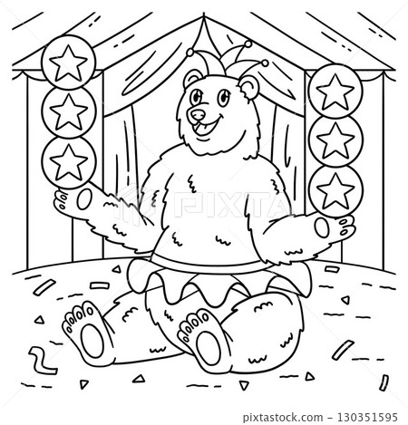 Circus Animal Polar Bear Balancing Balls Coloring  130351595