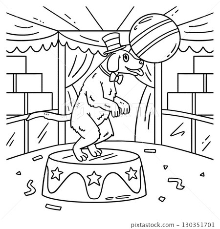 Circus Animal Dog on Podium Coloring Page for Kids Circus Animal Dog on Podium Coloring Page for Kids 130351701