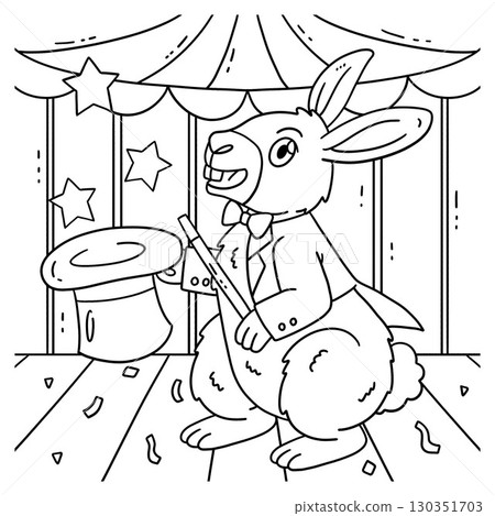 Circus Animal Rabbit in Magician Outfit Coloring  130351703