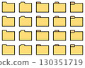 Vector illustration set of folder and binder icons of various shapes 130351719
