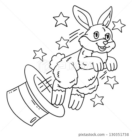 Circus Animal Bunny Popping Out of a Hat Isolated 130351738