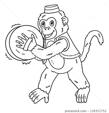 Circus Animal Monkey Playing Cymbals Isolated Circus Animal Monkey Playing Cymbals Isolated 130351752