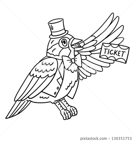 Circus Animal Sparrow with a Ticket Isolated Circus Animal Sparrow with a Ticket Isolated 130351753