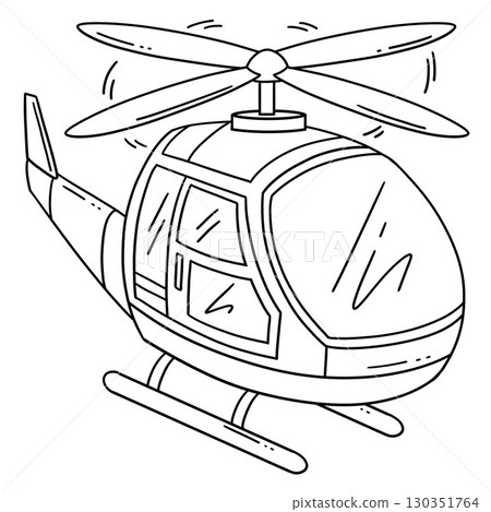Helicopter Isolated Coloring Page for Kids 130351764