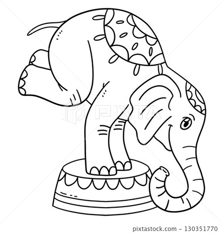 Circus Animal Elephant Standing on Poduim Isolated Circus Animal Elephant Standing on Poduim Isolated 130351770