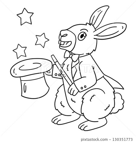 Circus Animal Rabbit in Magician Outfit Isolated  130351773