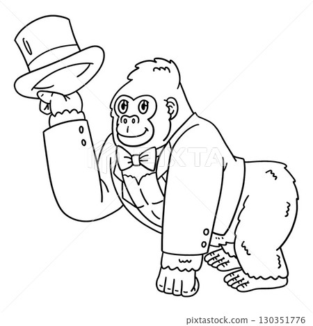 Circus Animal Gorilla Tipping a Hat Isolated  130351776