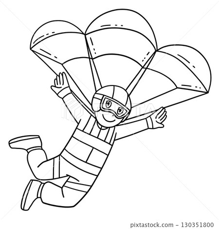 Male Pilot with a Parachute Isolated Coloring Page 130351800