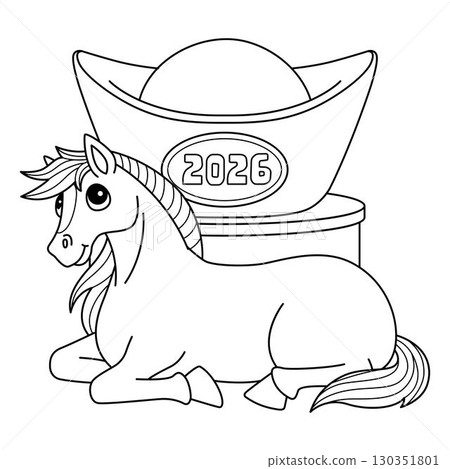 Year of the Horse with Chinese Gold Isolated Year of the Horse with Chinese Gold Isolated 130351801