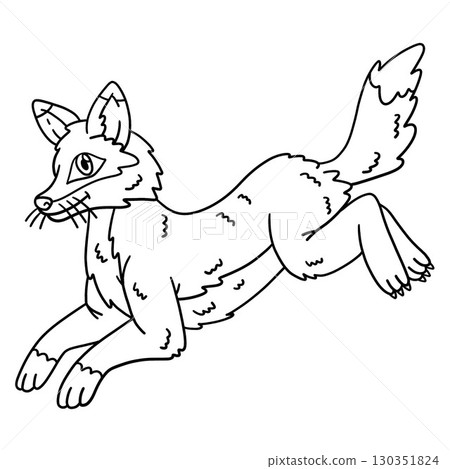 Circus Animal Fox Jumping Isolated Coloring Page  130351824