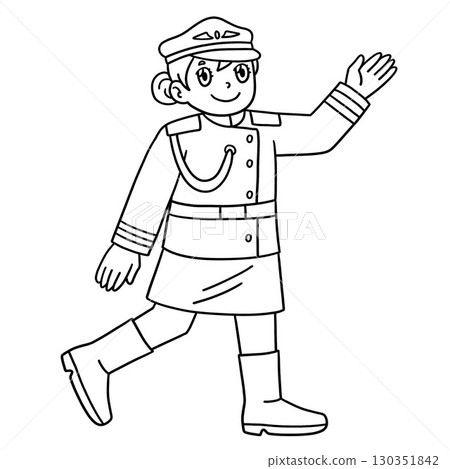 Female Pilot Formal Uniform Isolated Coloring Page 130351842