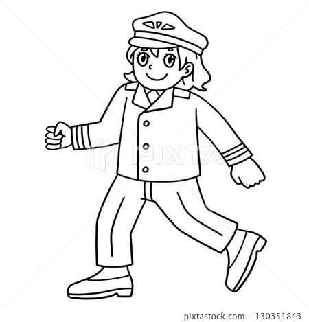 Female Pilot Running towards the Plane Isolated  130351843